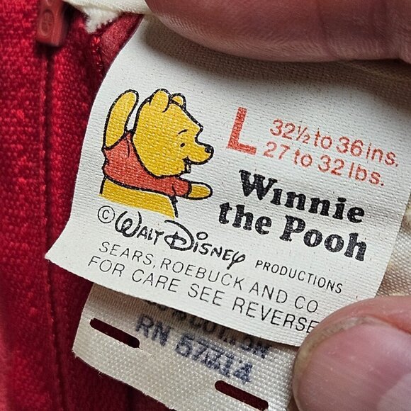 VTG Sears Winnie the Pooh Rayon Tiered Ruffle Lace Dress Party Velvet Red Size L - Picture 3 of 9